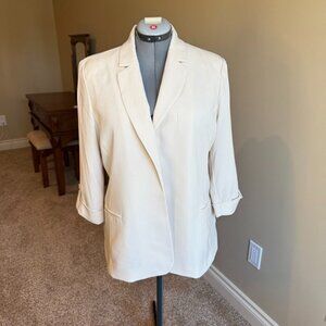 Linea Domani cream blazer jacket three quarter sleeve office professional casual
